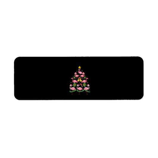 Kerstmis - kerstkerstboom met Cute Flamingo Etiket (Voorkant)