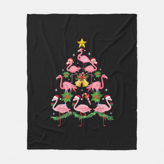 Kerstmis - kerstkerstboom met Cute Flamingo Fleece Deken (Voorkant)