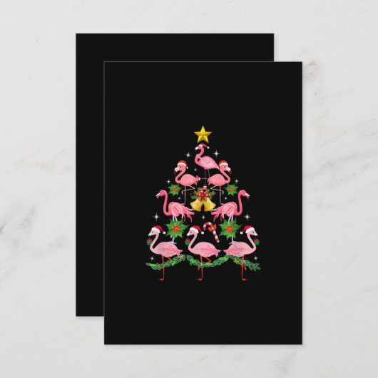 Kerstmis - kerstkerstboom met Cute Flamingo Informatiekaartje (Voorkant / Achterkant)