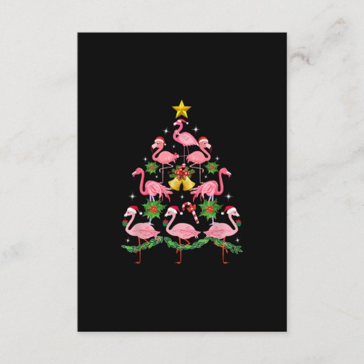 Kerstmis - kerstkerstboom met Cute Flamingo Informatiekaartje (Voorkant)