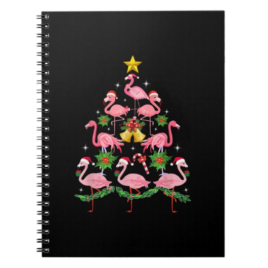 Kerstmis - kerstkerstboom met Cute Flamingo Notitieboek (Voorkant)
