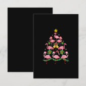 Kerstmis - kerstkerstboom met Cute Flamingo RSVP Kaartje (Voorkant / Achterkant)