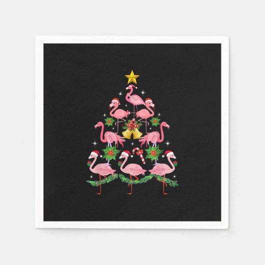 Kerstmis - kerstkerstboom met Cute Flamingo Servet (Voorkant)
