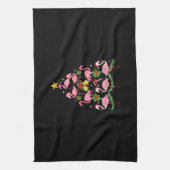 Kerstmis - kerstkerstboom met Cute Flamingo Theedoek (Verticaal)