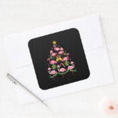 Kerstmis - kerstkerstboom met Cute Flamingo Vierkante Sticker (Envelop)