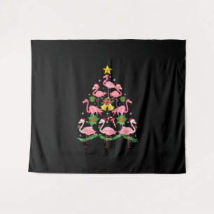 Kerstmis - kerstkerstboom met Cute Flamingo Wandkleed