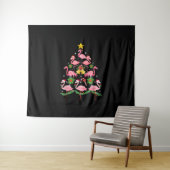 Kerstmis - kerstkerstboom met Cute Flamingo Wandkleed (In Situ (horizontaal))
