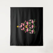 Kerstmis - kerstkerstboom met Cute Flamingo Wandkleed (Voorkant)