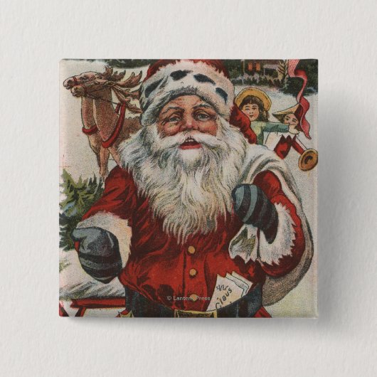 Kerstmis, kerstkerstkerstkerstkerstkerstman met De Vierkante Button 5,1 Cm (Voorkant)
