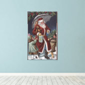 Kerstmis: kerstkerstkerstkerstman, met Umbrella Canvas Afdruk (Insitu (Houten vloer))