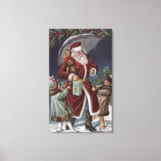 Kerstmis: kerstkerstkerstkerstman, met Umbrella Canvas Afdruk (Voorkant)