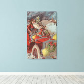 Kerstmis: kerstkerstkerstman in de auto canvas afdruk (Insitu (Houten vloer))