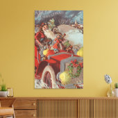 Kerstmis: kerstkerstkerstman in de auto canvas afdruk (Insitu (Woonkamer))