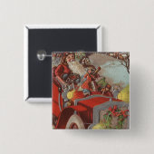 Kerstmis: kerstkerstkerstman in de auto vierkante button 5,1 cm (Voorkant /achterkant)