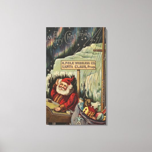 Kerstmis: kerstkerstman op Noordpool Canvas Afdruk (Voorkant)