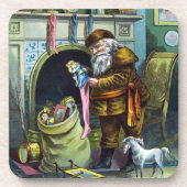 Kerstmis, kerstkerstmannetjes met speelgoed bier onderzetter (Voorkant)