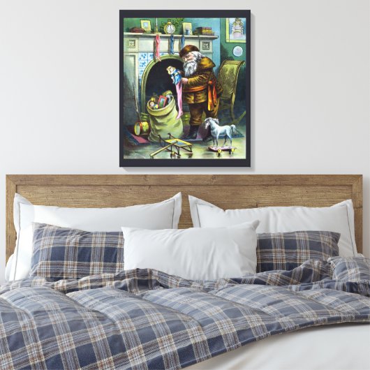 Kerstmis, kerstkerstmannetjes met speelgoed canvas afdruk (Insitu (Slaapkamer))