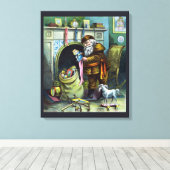 Kerstmis, kerstkerstmannetjes met speelgoed canvas afdruk (Insitu (Houten vloer))