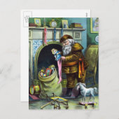 Kerstmis, kerstkerstmannetjes met speelgoed feestdagenkaart (Voorkant / Achterkant)