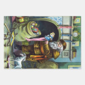 Kerstmis, kerstkerstmannetjes met speelgoed inpakpapier vel (Voorkant 3)