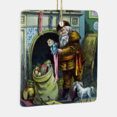 Kerstmis, kerstkerstmannetjes met speelgoed keramisch ornament (Rechts)