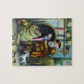 Kerstmis, kerstkerstmannetjes met speelgoed legpuzzel (Horizontaal)