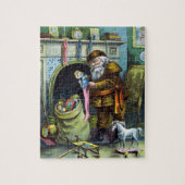 Kerstmis, kerstkerstmannetjes met speelgoed legpuzzel (Verticaal)