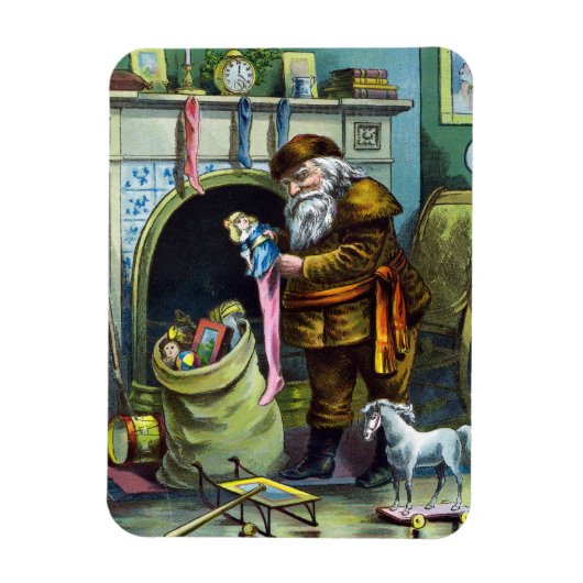 Kerstmis, kerstkerstmannetjes met speelgoed magneet (Verticaal)