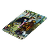 Kerstmis, kerstkerstmannetjes met speelgoed magneet (Linkerzijde)