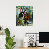 Kerstmis, kerstkerstmannetjes met speelgoed poster (Thuiskantoor)