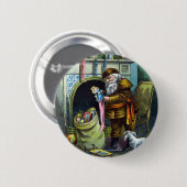 Kerstmis, kerstkerstmannetjes met speelgoed ronde button 5,7 cm (Voorkant /achterkant)