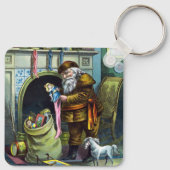 Kerstmis, kerstkerstmannetjes met speelgoed sleutelhanger (Achterkant)