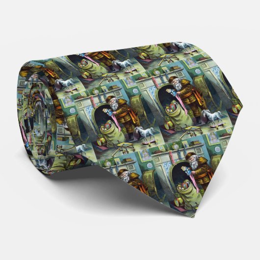 Kerstmis, kerstkerstmannetjes met speelgoed stropdas (Opgerold)