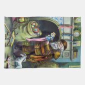 Kerstmis, kerstkerstmannetjes met speelgoed theedoek (Horizontaal)