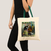 Kerstmis, kerstkerstmannetjes met speelgoed tote bag (Voorkant (product))