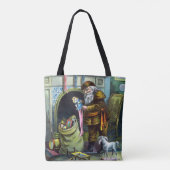 Kerstmis, kerstkerstmannetjes met speelgoed tote bag (Achterkant)