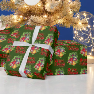 Kerstmis-kerstklokken inpakpapier uit vroeger tijd