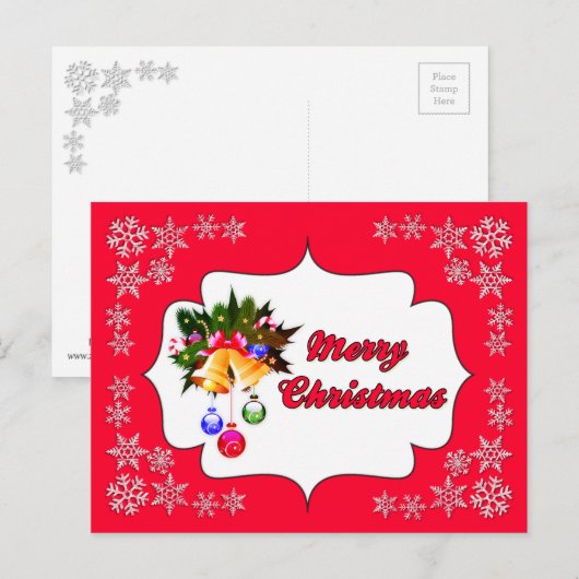 Kerstmis Kerstklokken Rode Vakantie Ansichtkaart Feestdagenkaart (Voorkant / Achterkant)