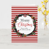 Kerstmis Kerstkrans met Rode Strepen Kaart (Gele Bloem)
