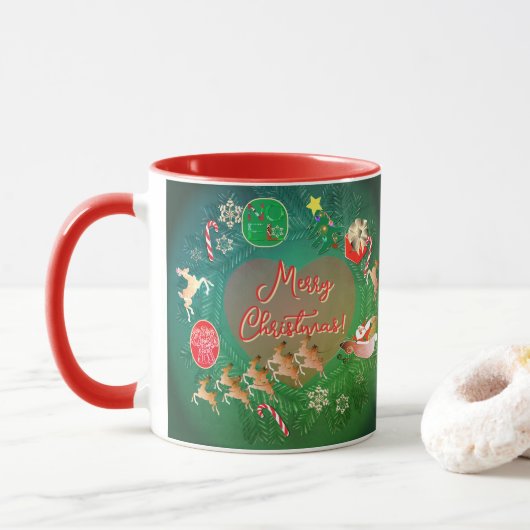 Kerstmis Kerstkrans  Mok (Met donut)