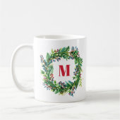 Kerstmis Kerstkrans Monogram Initiaal Koffiemok (Links)
