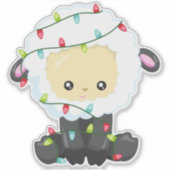 Kerstmis, kerstlampjes, juffelschapen sticker (Voorkant)