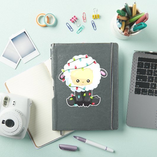 Kerstmis, kerstlampjes, juffelschapen sticker (iPad Cover)