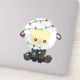 Kerstmis, kerstlampjes, juffelschapen sticker