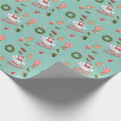 Kerstmis, kerstman, adem, dieren cadeaupapier (Hoek)