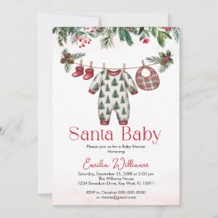 Kerstmis Kerstman baby jongen baby shower uitnodig Kaart