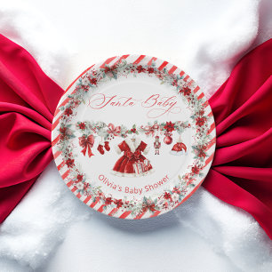 Kerstmis Kerstman Baby Meisje Baby Shower Papieren Bordje