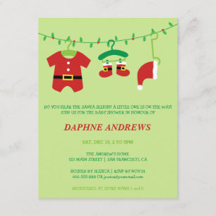 Kerstmis Kerstman Baby Shower Feest Uitnodigingen