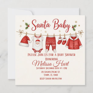 Kerstmis Kerstman Baby Shower Uitnodiging