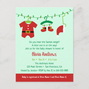 Kerstmis Kerstman Baby Shower Uitnodigingen